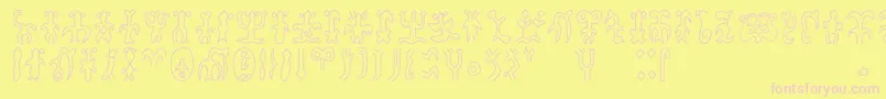Rongorongoa Font – Pink Fonts on Yellow Background