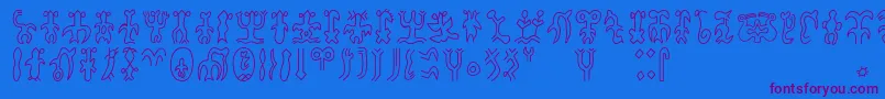 Rongorongoa Font – Purple Fonts on Blue Background