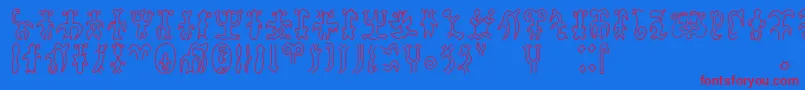 Rongorongoa Font – Red Fonts on Blue Background