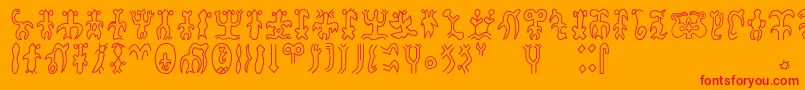 Rongorongoa Font – Red Fonts on Orange Background