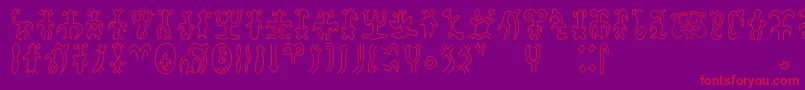 Rongorongoa Font – Red Fonts on Purple Background