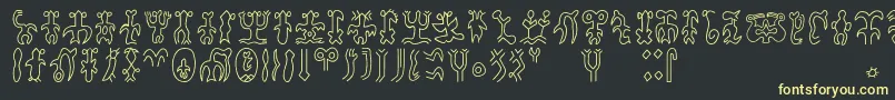 Rongorongoa Font – Yellow Fonts on Black Background