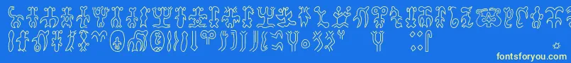Rongorongoa Font – Yellow Fonts on Blue Background
