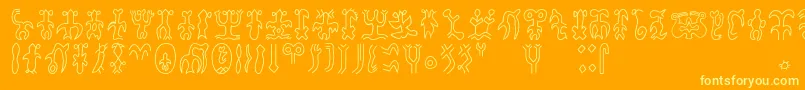 Rongorongoa Font – Yellow Fonts on Orange Background