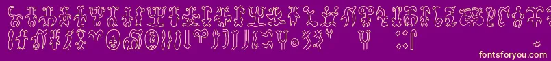 Rongorongoa Font – Yellow Fonts on Purple Background