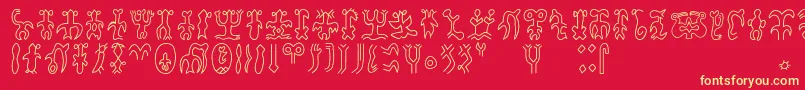 Rongorongoa Font – Yellow Fonts on Red Background