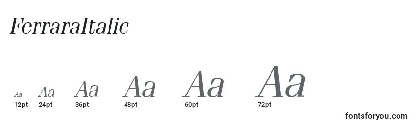 Размеры шрифта FerraraItalic
