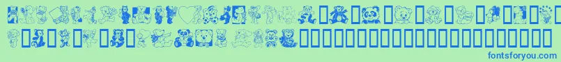 フォントTeddyber – 青い文字は緑の背景です。