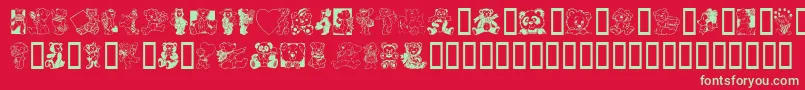 フォントTeddyber – 赤い背景に緑の文字