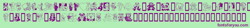 Teddyber-Schriftart – Violette Schriften auf grünem Hintergrund