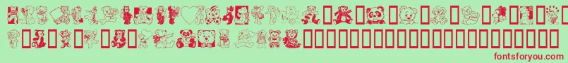 Teddyber-Schriftart – Rote Schriften auf grünem Hintergrund