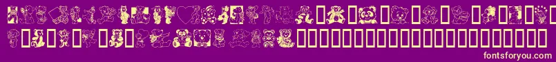 Teddyber-Schriftart – Gelbe Schriften auf violettem Hintergrund