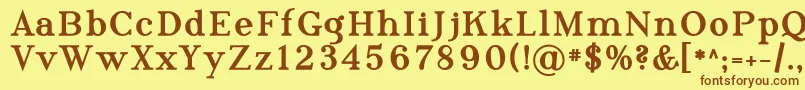 フォントPhosph10 – 茶色の文字が黄色の背景にあります。
