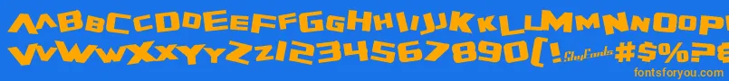 SfZeroGravityBold Font – Orange Fonts on Blue Background