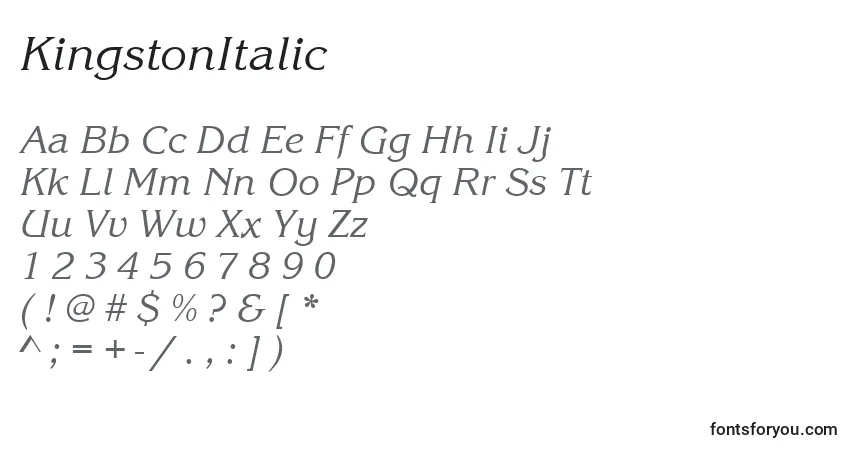 KingstonItalic font – alphabet, numbers, special characters