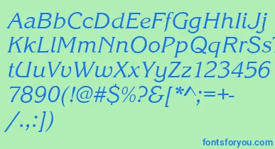 KingstonItalic font – Blue Fonts On Green Background