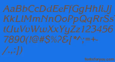 KingstonItalic font – Brown Fonts On Blue Background
