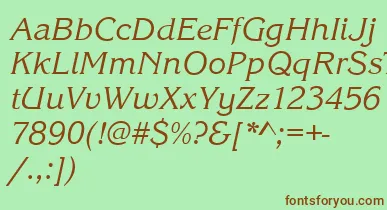 KingstonItalic font – Brown Fonts On Green Background