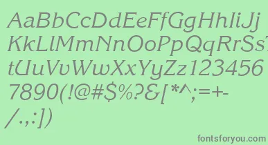 KingstonItalic font – Gray Fonts On Green Background