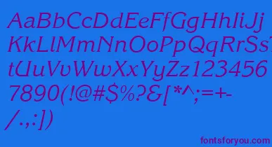 KingstonItalic font – Purple Fonts On Blue Background