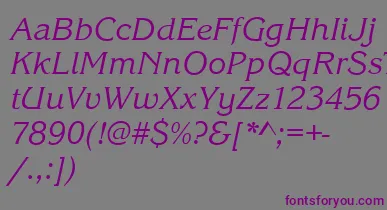 KingstonItalic font – Purple Fonts On Gray Background