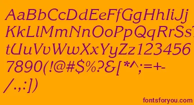KingstonItalic font – Purple Fonts On Orange Background