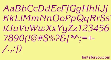 KingstonItalic font – Purple Fonts On Yellow Background