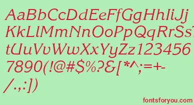KingstonItalic font – Red Fonts On Green Background