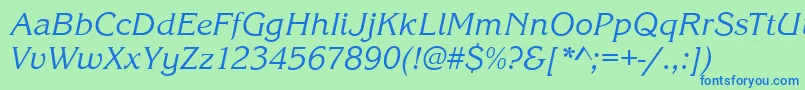 KingstonItalic Font – Blue Fonts on Green Background