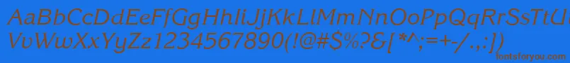 KingstonItalic Font – Brown Fonts on Blue Background