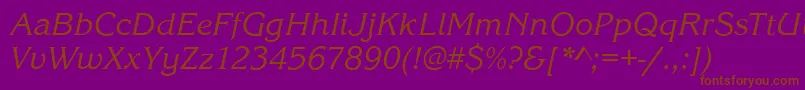 KingstonItalic-Schriftart – Braune Schriften auf violettem Hintergrund