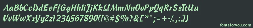 フォントOlescriptlightssk – 黒い背景に緑の文字