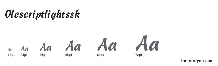 Размеры шрифта Olescriptlightssk
