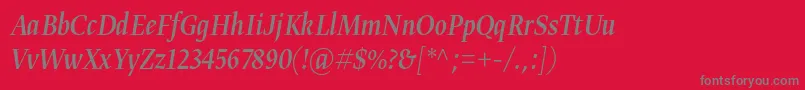 Gretadisnarproregita-Schriftart – Graue Schriften auf rotem Hintergrund