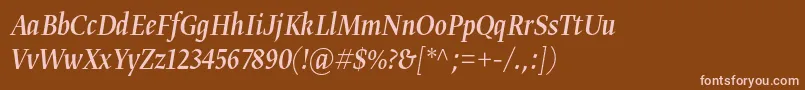 Weitere Informationen zur Gretadisnarproregita-Schriftart Gretadisnarproregita-Schriftart – Rosa Schriften auf braunem Hintergrund