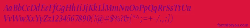 Gretadisnarproregita Font – Purple Fonts on Red Background