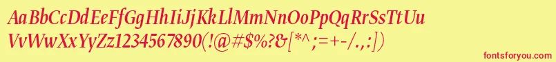 フォントGretadisnarproregita – 赤い文字の黄色い背景