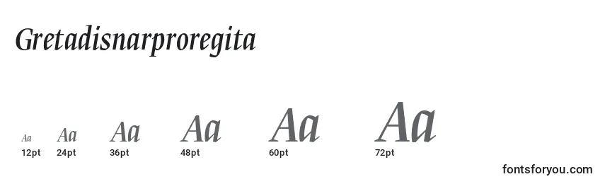 Размеры шрифта Gretadisnarproregita
