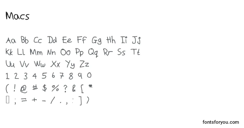 Czcionka Macs – alfabet, cyfry, specjalne znaki