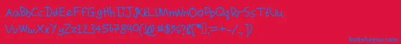 フォントMacs – 赤い背景に青い文字
