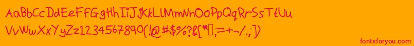フォントMacs – オレンジの背景に赤い文字