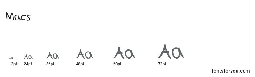 Размеры шрифта Macs
