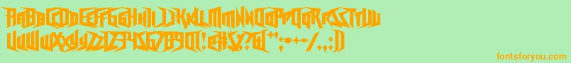 FreestylingCentipede-Schriftart – Orangefarbene Schriften auf grünem Hintergrund