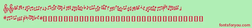 Fonte Tonedeafbb – fontes vermelhas em um fundo verde