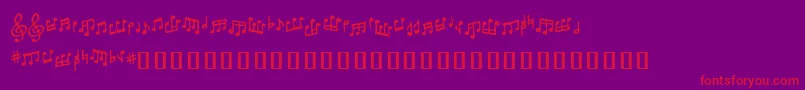 Tonedeafbb-Schriftart – Rote Schriften auf violettem Hintergrund