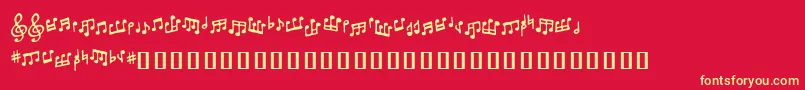 Fonte Tonedeafbb – fontes amarelas em um fundo vermelho