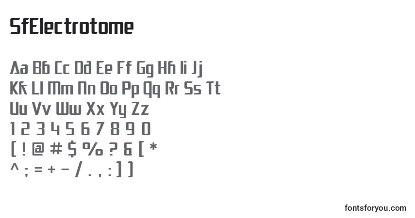 SfElectrotome-fontti – aakkoset, numerot, erikoismerkit