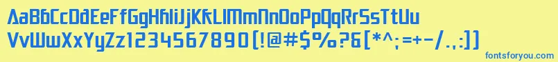 フォントSfElectrotome – 青い文字が黄色の背景にあります。