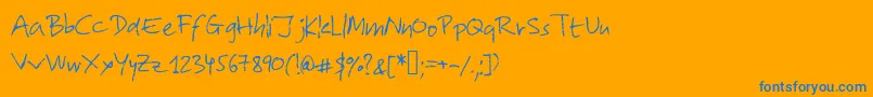Lolo2-Schriftart – Blaue Schriften auf orangefarbenem Hintergrund
