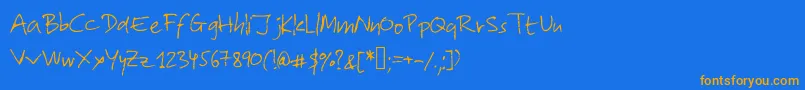 Lolo2-Schriftart – Orangefarbene Schriften auf blauem Hintergrund